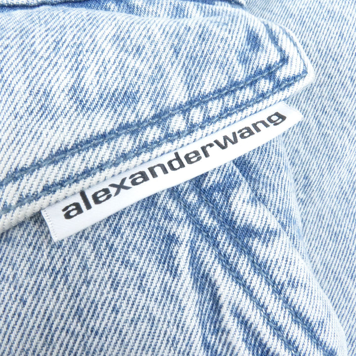 美品□Alexander Wang アレキサンダーワン UDC4222243 ライトウォッシュデニム フーデッド 中綿 パファージャケット ライトブルー XXS