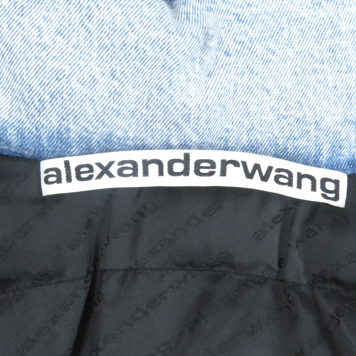 美品□Alexander Wang アレキサンダーワン UDC4222243 ライトウォッシュデニム フーデッド 中綿 パファージャケット ライトブルー XXS