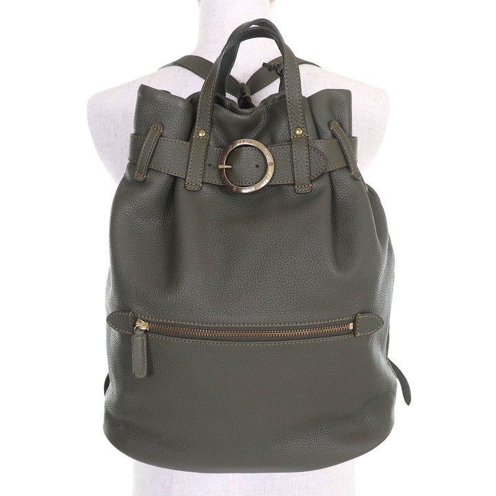 美品△Felisi フェリージ 16/35-LD ロゴバックル 2WAY レザー トートバッグ リュック・デイパック ダークグリーン 伊製 定価132000円