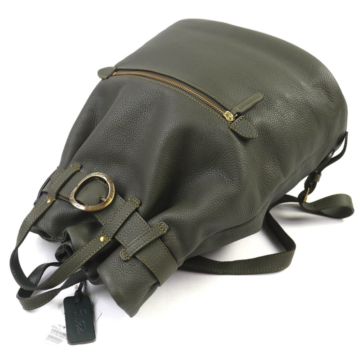 美品△Felisi フェリージ 16/35-LD ロゴバックル 2WAY レザー トートバッグ リュック・デイパック ダークグリーン 伊製 定価132000円