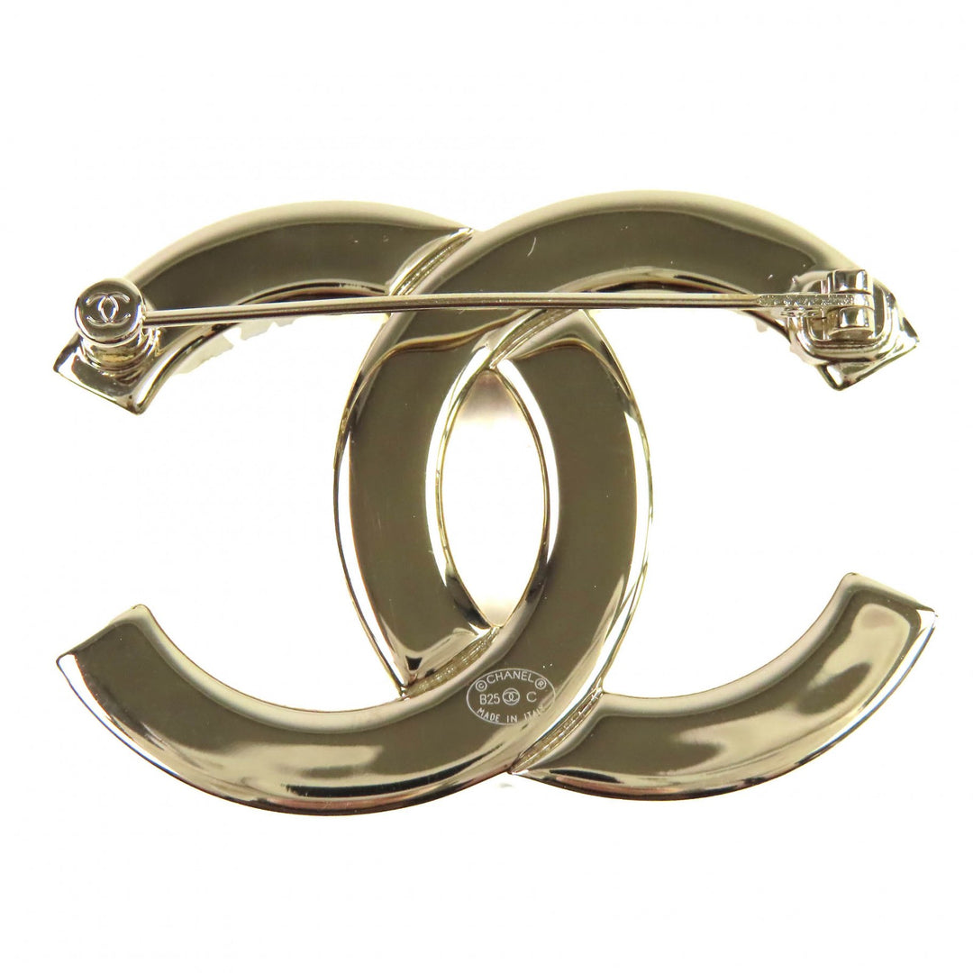 極美品△CHANEL シャネル ABE829 B25C ココマーク CCロゴ ビジュー ブローチ ゴールド ブラック 箱・保存袋付き イタリア製 レディース