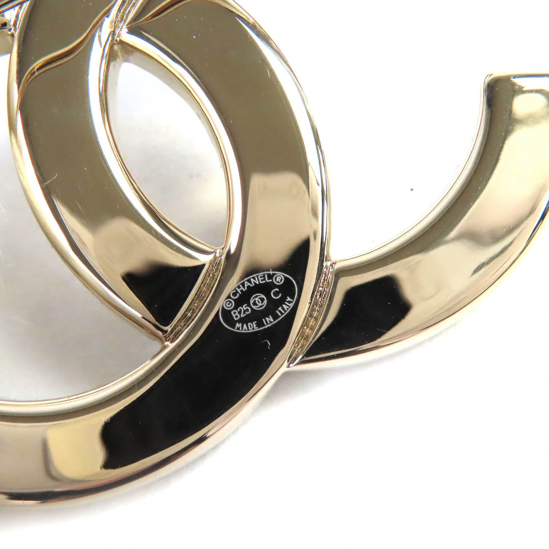 極美品△CHANEL シャネル ABE829 B25C ココマーク CCロゴ ビジュー ブローチ ゴールド ブラック 箱・保存袋付き イタリア製 レディース