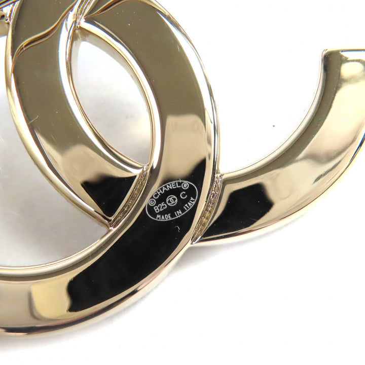 極美品△CHANEL シャネル ABE829 B25C ココマーク CCロゴ ビジュー ブローチ ゴールド ブラック 箱・保存袋付き イタリア製 レディース