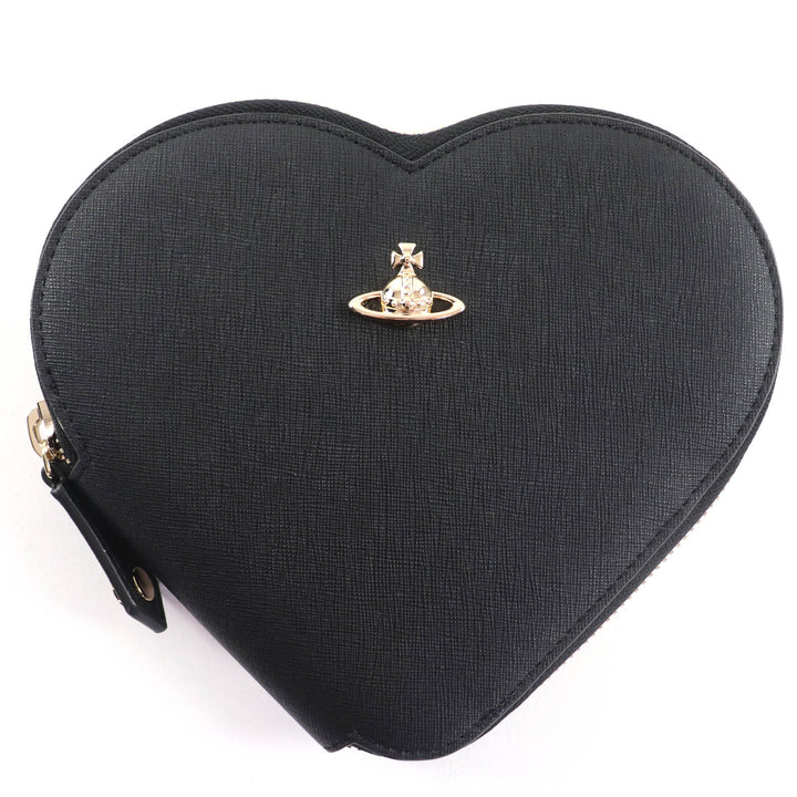 極美品☆Vivienne Westwood ヴィヴィアンウエストウッド SAFFIANO NEW HEART オーブ金具 チェーン レザー ショルダーバッグ 定価64900円