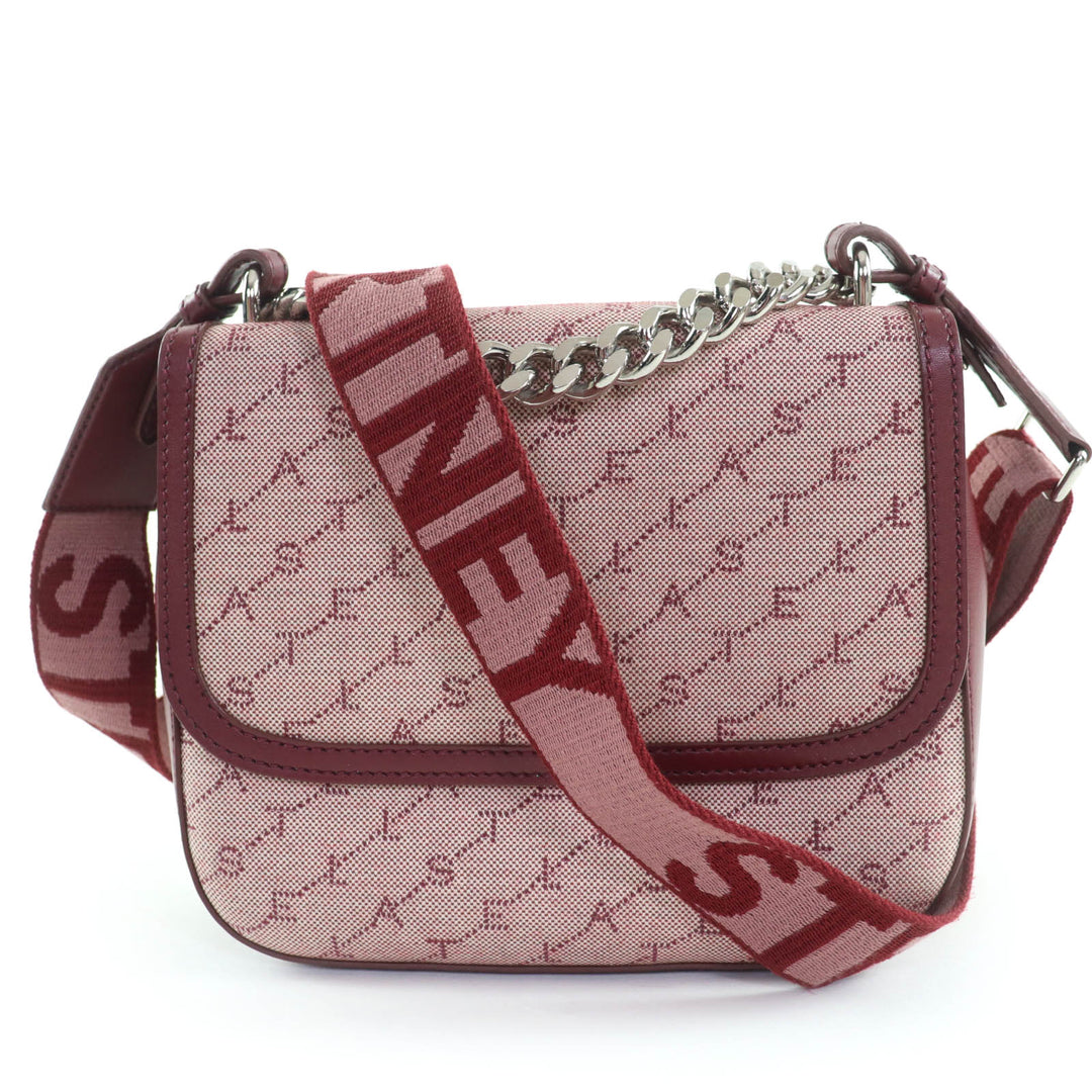 美品☆Stella McCartney ステラマッカートニー 581291 モノグラム キャンバス ロゴ ショルダー 2WAY レザー ショルダーバッグ ボルドー系