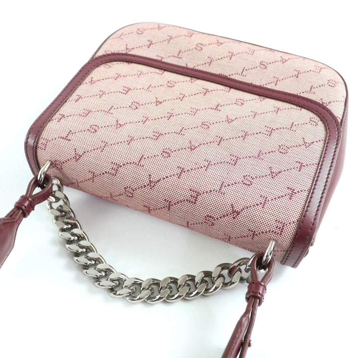 美品☆Stella McCartney ステラマッカートニー 581291 モノグラム キャンバス ロゴ ショルダー 2WAY レザー ショルダーバッグ ボルドー系