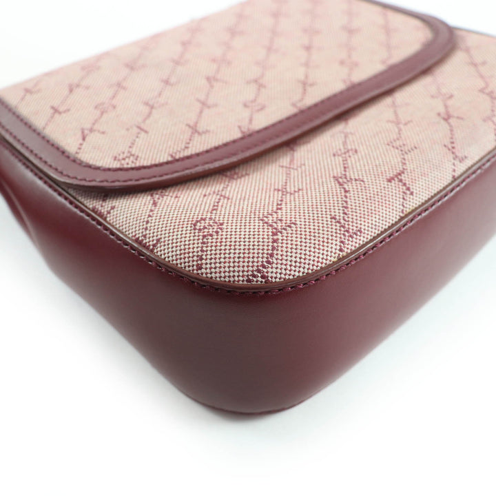 美品☆Stella McCartney ステラマッカートニー 581291 モノグラム キャンバス ロゴ ショルダー 2WAY レザー ショルダーバッグ ボルドー系