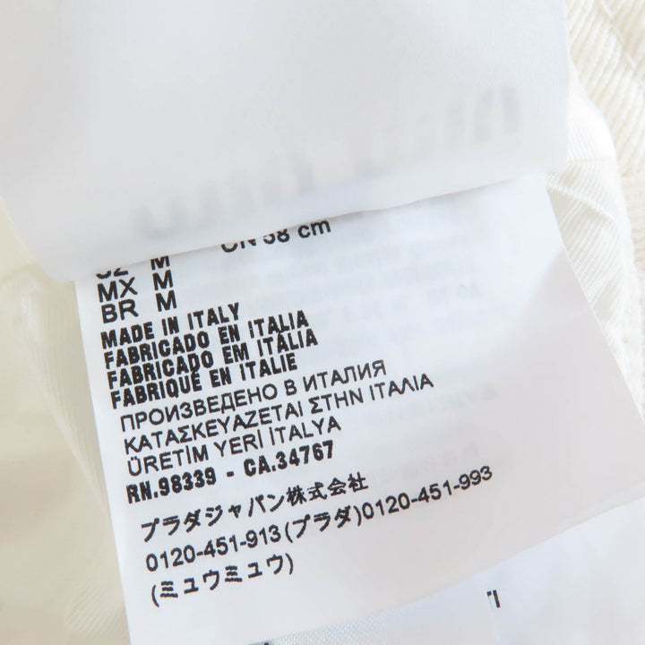 美品☆MIUMIU ミュウミュウ 5HC196 コットン100％ ロゴ刺繍 バケットハット 帽子 ホワイト M イタリア製 正規品 レディース