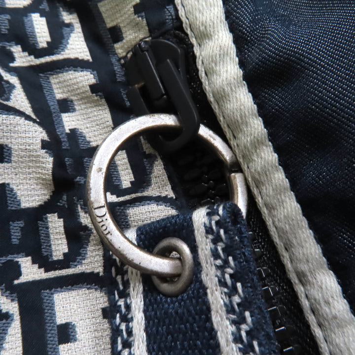 美品★Christian Dior クリスチャンディオール 127R40A2970 Bee刺繍入り オブリーク ショート丈 フード付 半袖 ワンピース 紺 38 正規品