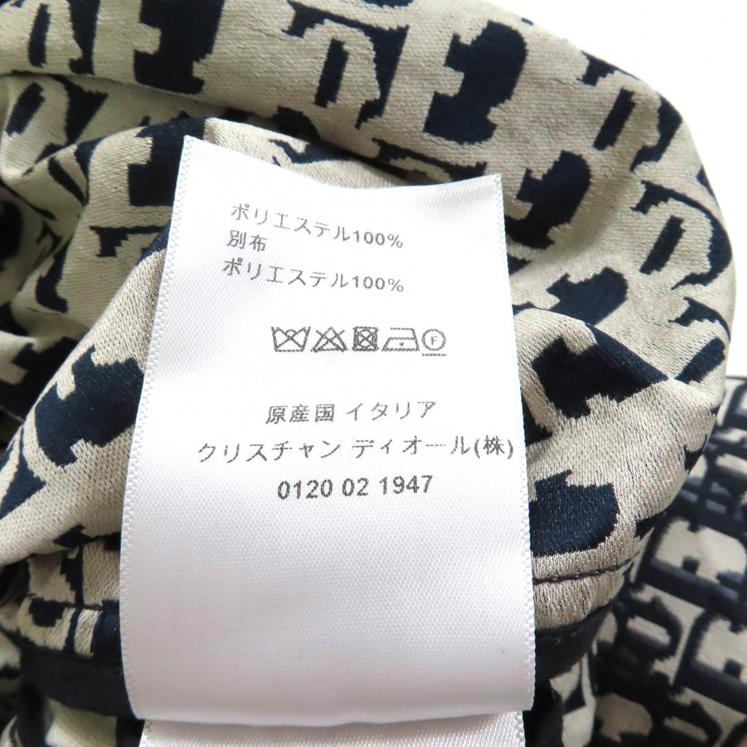 美品★Christian Dior クリスチャンディオール 127R40A2970 Bee刺繍入り オブリーク ショート丈 フード付 半袖 ワンピース 紺 38 正規品