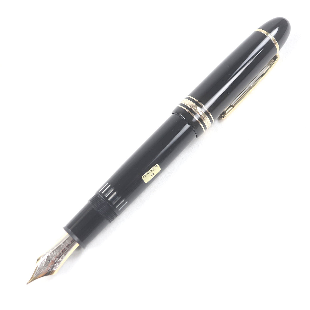 極美品□MONTBLANC モンブラン マイスターシュテュック 149 ペン先18K Mニブ キャップ式 万年筆 ブラック ゴールド 箱付き 西ドイツ製