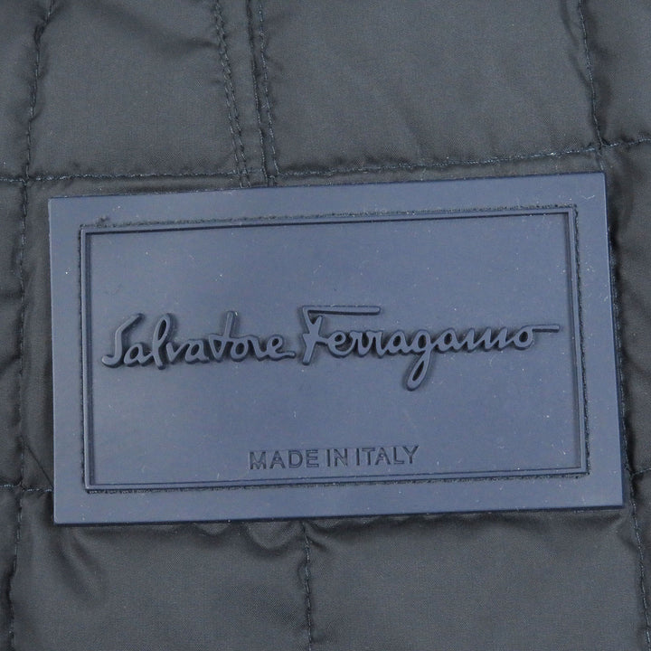 良品□Salvatore Ferragamo サルヴァトーレフェラガモ 中綿入り キルティングジャケット パファージャケット ネイビー 46 正規品 メンズ