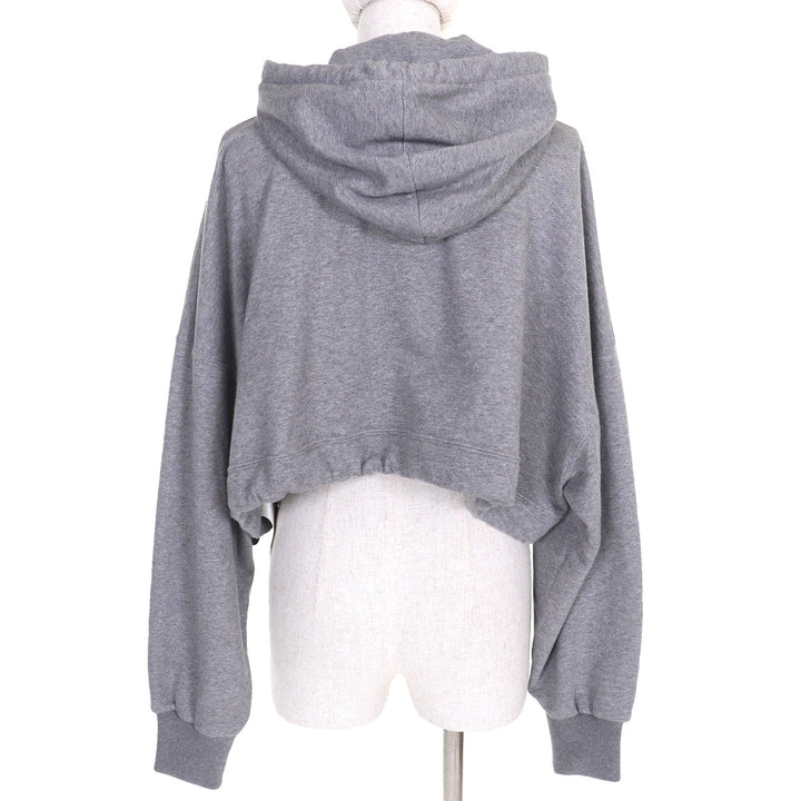 極美品△LOUIS VUITTON ルイヴィトン 23SS 1AAOLZ LVフライトモード クロップド フーディー パーカーロゴチェーン グレー S 伊製 正規品