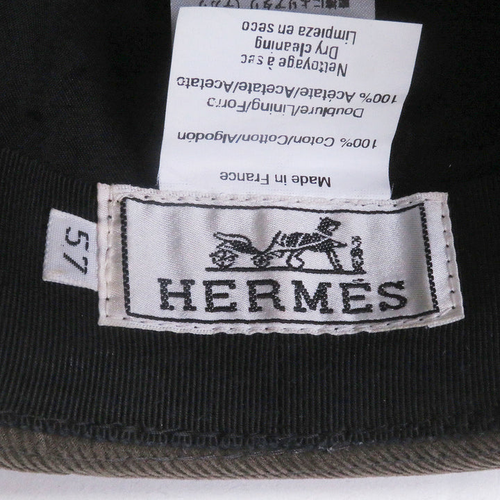 美品□HERMES エルメス Hロゴ刺繍 コーデュロイ 中折れ帽 帽子 ポークパイハット ブラウン 57 フランス製 正規品 メンズ オススメ◎