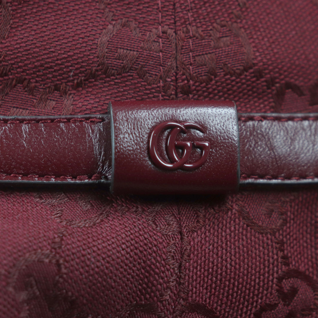 未使用品▼GUCCI グッチ 833280 GGモノグラム レザー使い 帽子 バケットハット ボルドー L 58cm 保存袋付き 伊製 正規品 ユニセックス