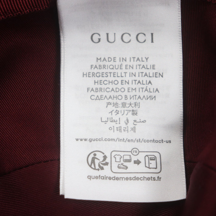 未使用品▼GUCCI グッチ 833280 GGモノグラム レザー使い 帽子 バケットハット ボルドー L 58cm 保存袋付き 伊製 正規品 ユニセックス