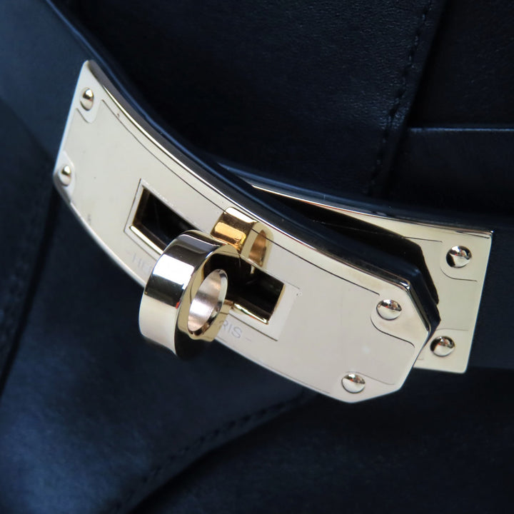 未使用品◇HERMES エルメス ネオ ゴールド金具 ケリーバックル レザー ショートブーツ ブラック 37 箱・保存袋付き イタリア製 レディース