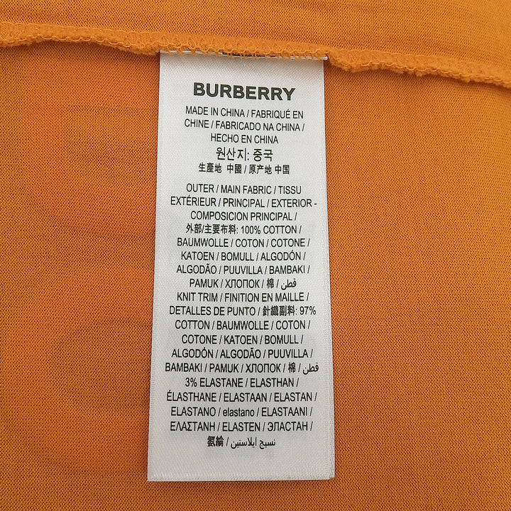 極美品▲BURBERRY バーバリー 8040692 コットン100％ ホースフェリープリント ショートスリーブ 半袖Ｔシャツ オレンジ L 正規品 メンズ