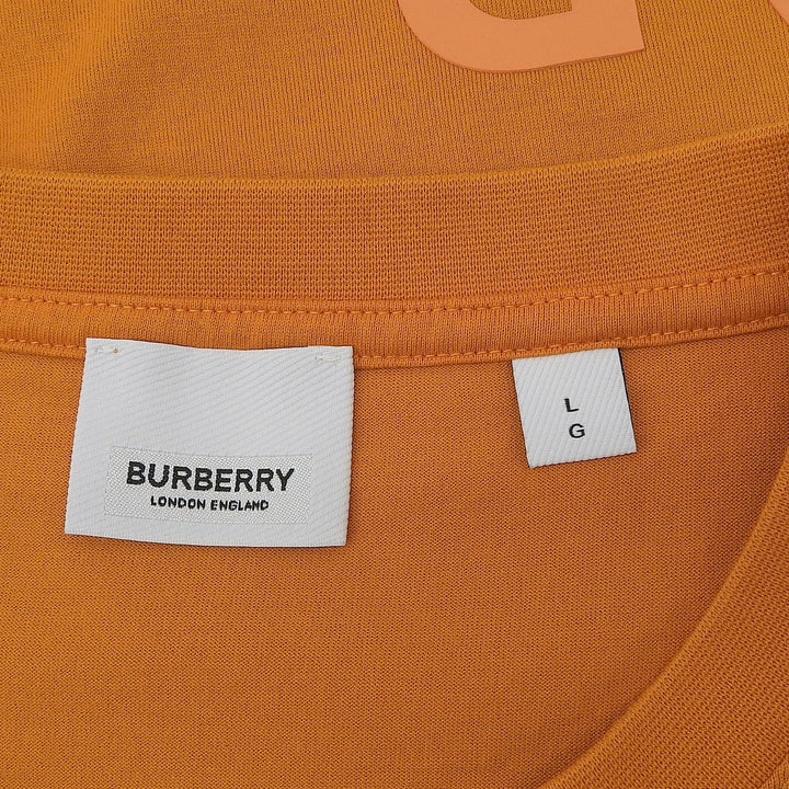 極美品▲BURBERRY バーバリー 8040692 コットン100％ ホースフェリープリント ショートスリーブ 半袖Ｔシャツ オレンジ L 正規品 メンズ