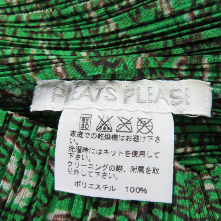 極美品☆PLEATS PLEASE プリーツプリーズ イッセイミヤケ PP63-JK522 象モチーフ エレファント カットソー グリーン 3 正規品 レディース