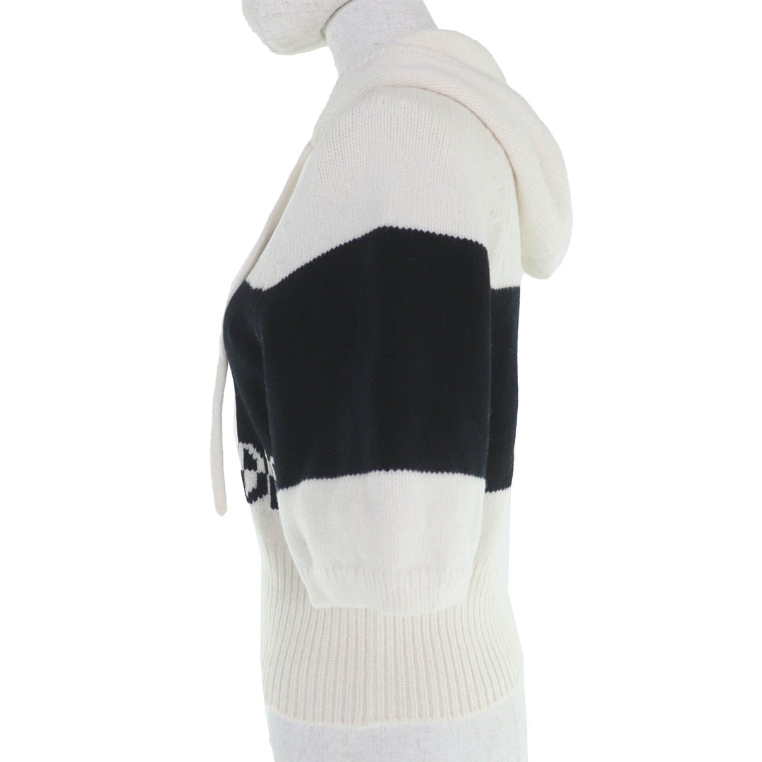 美品☆Christian Dior クリスチャンディオール 254S56AM121 ウール カシミヤ フード付 ニット パーカー アイボリー 40 イタリア製 正規品