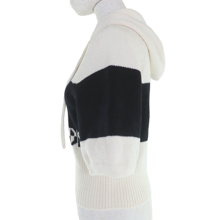 美品☆Christian Dior クリスチャンディオール 254S56AM121 ウール カシミヤ フード付 ニット パーカー アイボリー 40 イタリア製 正規品