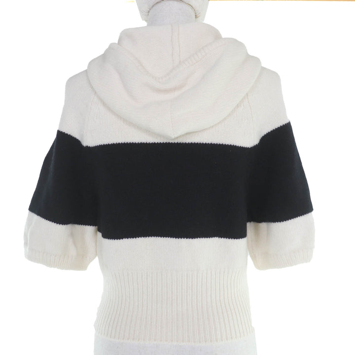 美品☆Christian Dior クリスチャンディオール 254S56AM121 ウール カシミヤ フード付 ニット パーカー アイボリー 40 イタリア製 正規品
