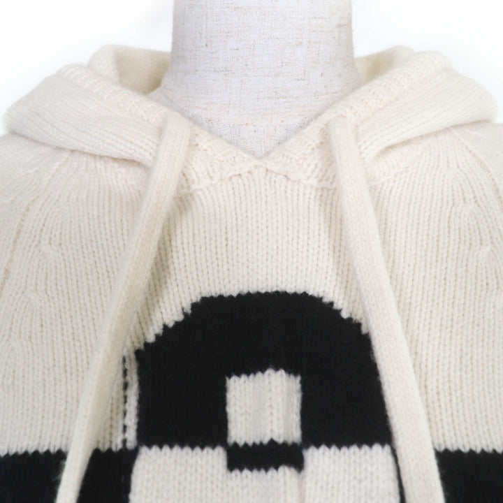 美品☆Christian Dior クリスチャンディオール 254S56AM121 ウール カシミヤ フード付 ニット パーカー アイボリー 40 イタリア製 正規品