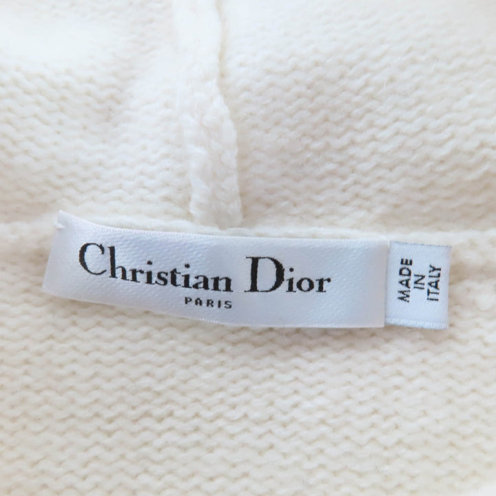 美品☆Christian Dior クリスチャンディオール 254S56AM121 ウール カシミヤ フード付 ニット パーカー アイボリー 40 イタリア製 正規品