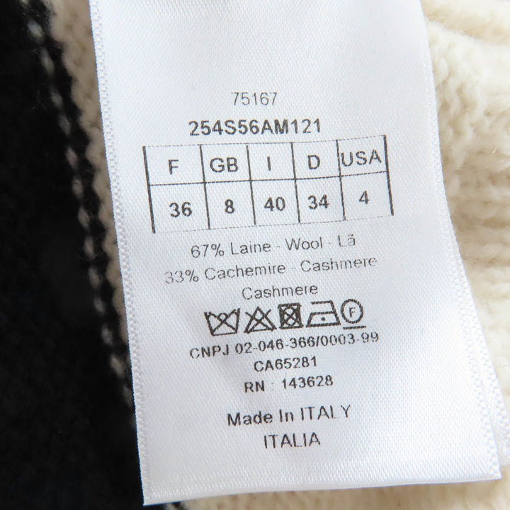 美品☆Christian Dior クリスチャンディオール 254S56AM121 ウール カシミヤ フード付 ニット パーカー アイボリー 40 イタリア製 正規品