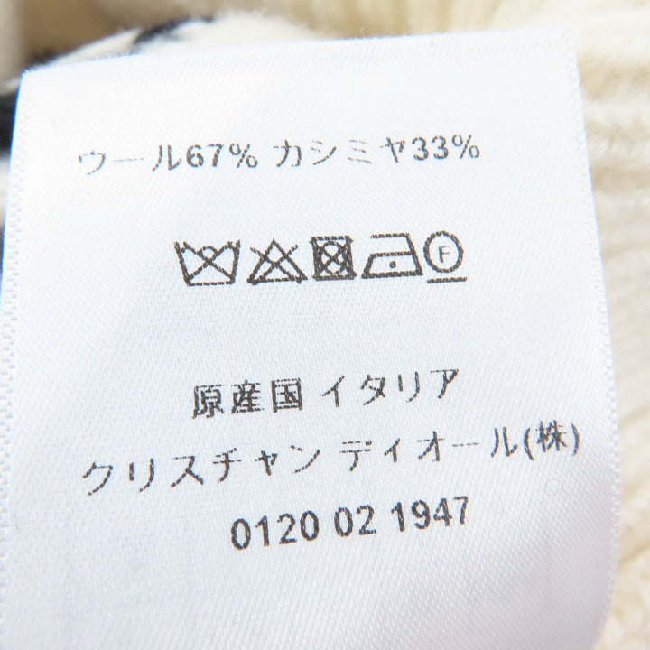 美品☆Christian Dior クリスチャンディオール 254S56AM121 ウール カシミヤ フード付 ニット パーカー アイボリー 40 イタリア製 正規品