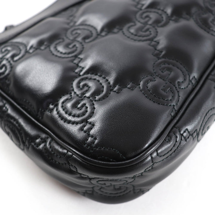 極美品☆GUCCI グッチ 735049 GGマトラッセ 2WAY レザー ハンドバッグ ショルダーバッグ ブラック 保存袋付き イタリア製　レディース