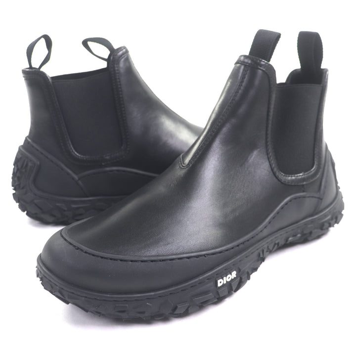 極美品▼DIOR ディオール オム B28 レザー ロゴ付き ハイトップスニーカー サイドゴア ショートブーツ ブラック 41 イタリア製 メンズ