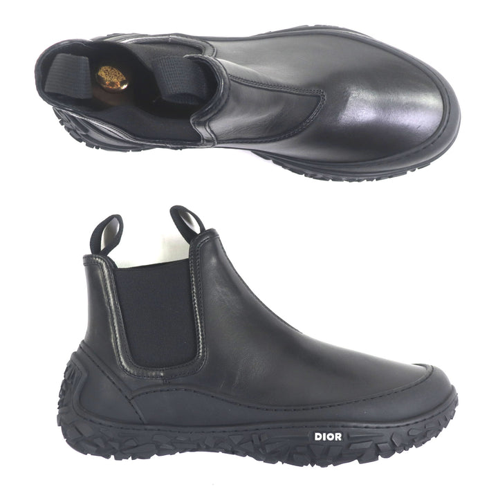 極美品▼DIOR ディオール オム B28 レザー ロゴ付き ハイトップスニーカー サイドゴア ショートブーツ ブラック 41 イタリア製 メンズ