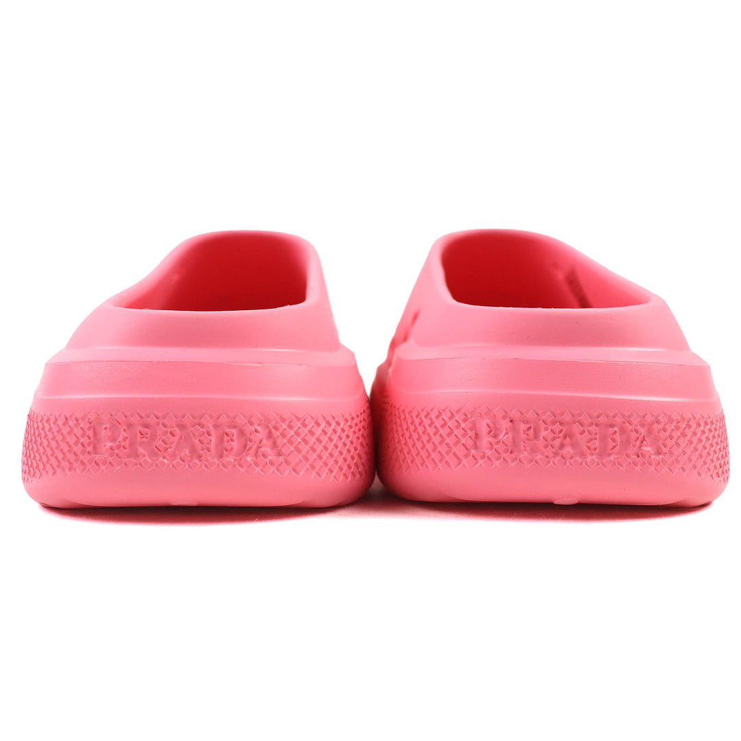 未使用品△PRADA プラダ 1S811M トライアングルロゴ ラバー サンダル ミュール スリッポン ピンク 36 箱付き イタリア製 レディース