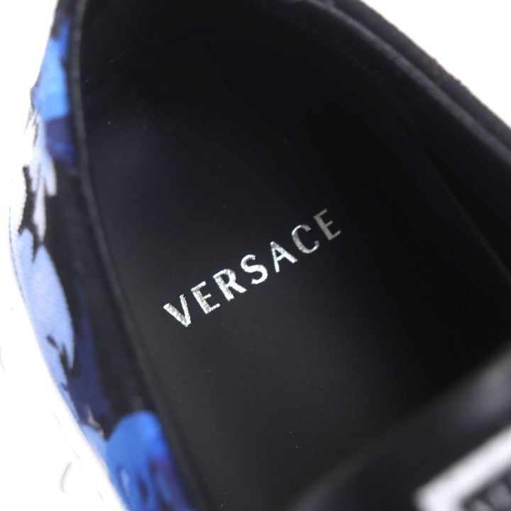 未使用品▼VERSACE ヴェルサーチ バロッコ グレカ キャンバス レースアップ ローカットスニーカー ブルー 39 箱・保存袋付き 伊製 メンズ