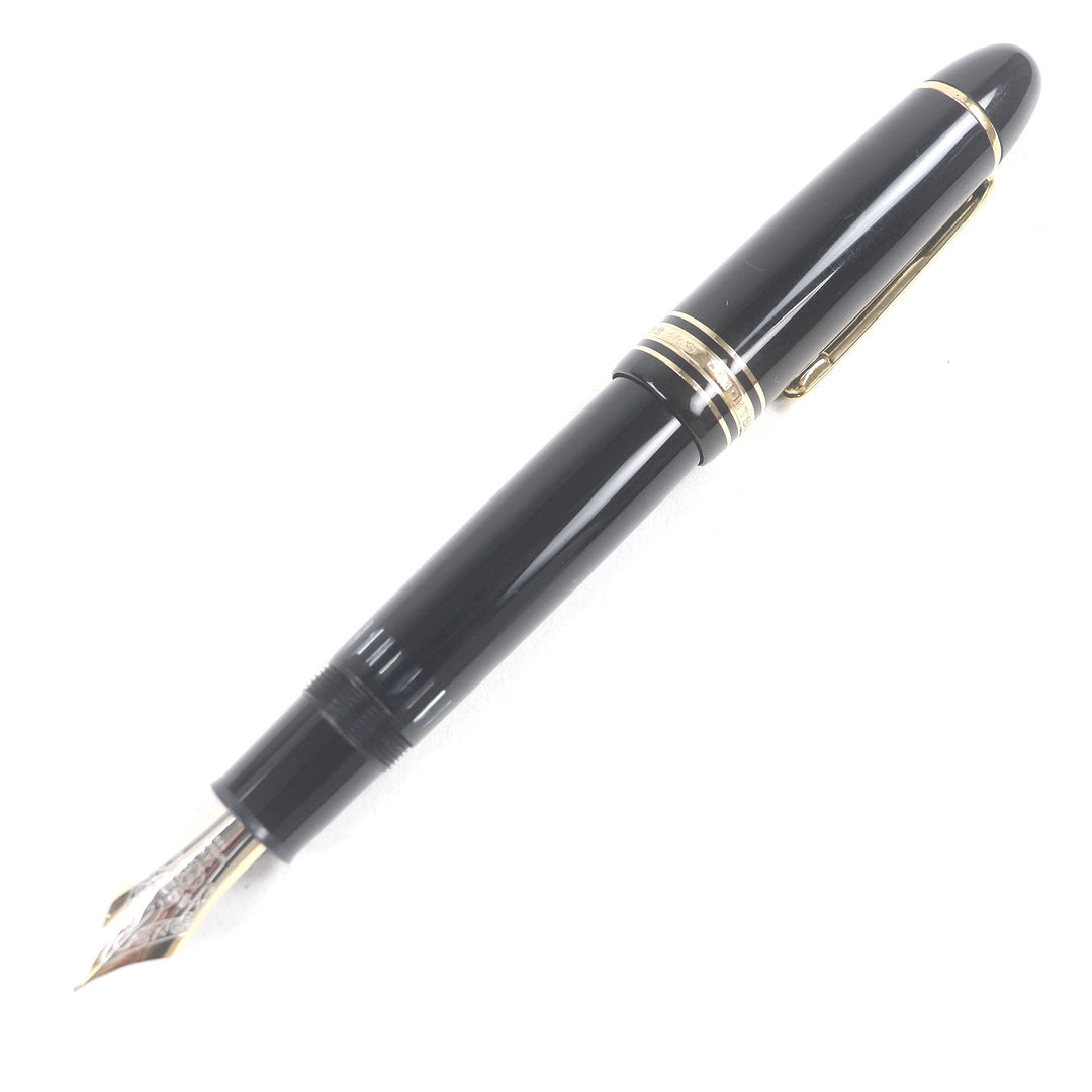 美品□MONTBLANC モンブラン マイスターシュテュック 149 ペン先14K Fニブ キャップ式 万年筆 ブラック ゴールド ドイツ製 メンズ
