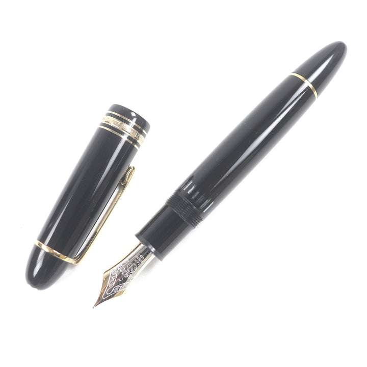 美品□MONTBLANC モンブラン マイスターシュテュック 149 ペン先14K Fニブ キャップ式 万年筆 ブラック ゴールド ドイツ製 メンズ