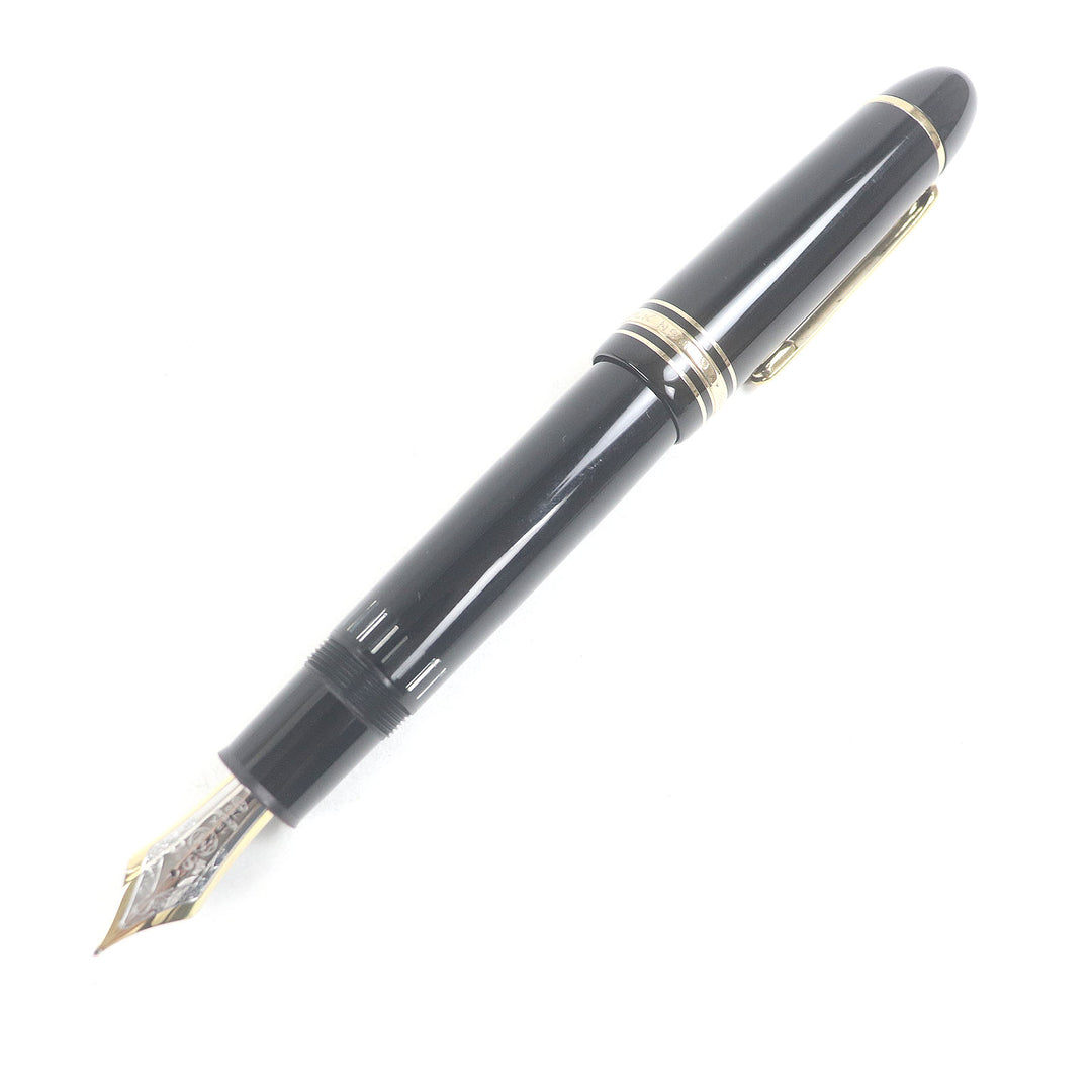 美品□MONTBLANC モンブラン マイスターシュテュック 149 ペン先18K Mニブ キャップ式 万年筆 ブラック ゴールド ドイツ製 メンズ