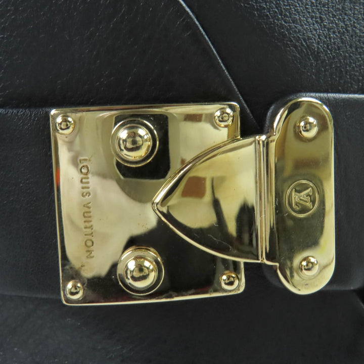 美品☆LOUIS VUITTON ルイヴィトン バックル付 ウェッジソール レザー ショートブーツ ブーティ ブラック 35 イタリア製 レディース