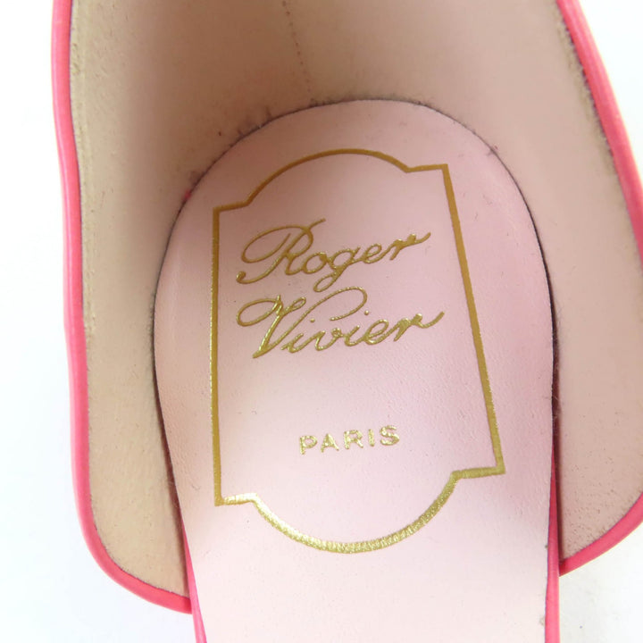 極美品☆ROGER VIVIER ロジェヴィヴィエ トランペットバレリーナ レザー フラットシューズ パンプス ピンク 36.5 イタリア製 レディース