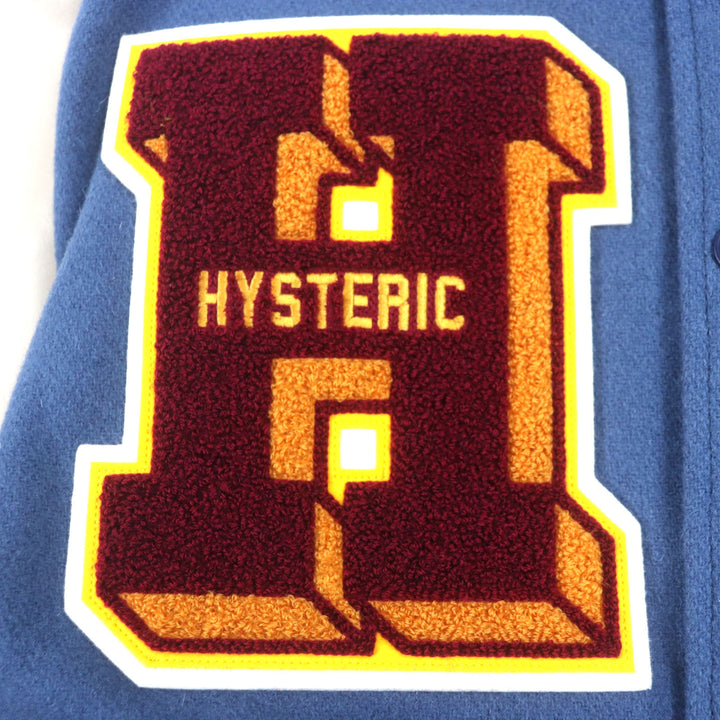 極美品▼HYSTERIC GLAMOUR ヒステリックグラマー 02243AB10 TURN THE MUSIC UP 刺繍 袖革 スタジアムジャケット スタジャン M 正規品