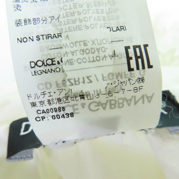 極美品☆DOLCE&amp;GABBANA ドルチェ＆ガッバーナ カットワークレース DGビジュー ドレス ワンピース ホワイト 44 伊製 正規品 レディース
