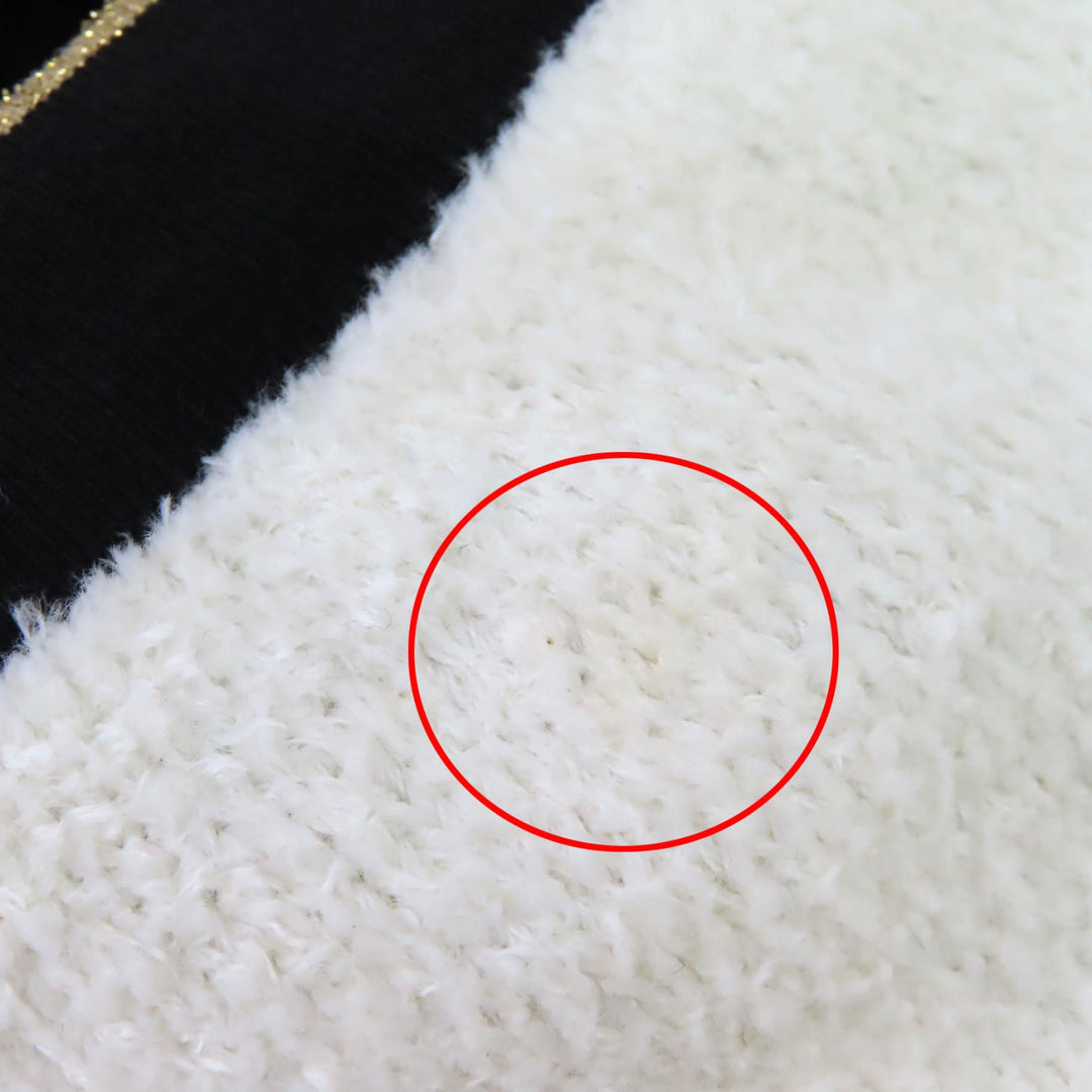 極美品△CHANEL シャネル P60477 ココマークボタン コットン パイル地 ニット カーディガン ホワイト ブラック ゴールド 40 イタリア製