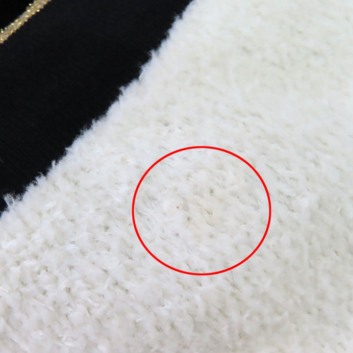 極美品△CHANEL シャネル P60477 ココマークボタン コットン パイル地 ニット カーディガン ホワイト ブラック ゴールド 40 イタリア製