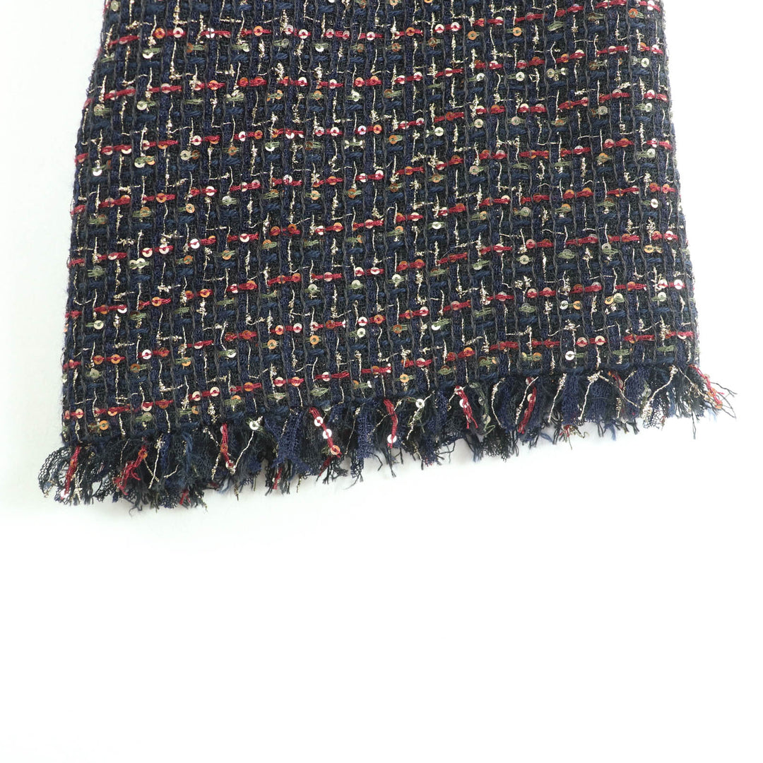 極美品★CHANEL シャネル 12A P44038 石付きボタン スパンコール ツイード ノーカラージャケット マルチ 34 ハンガー付き 仏製 正規品