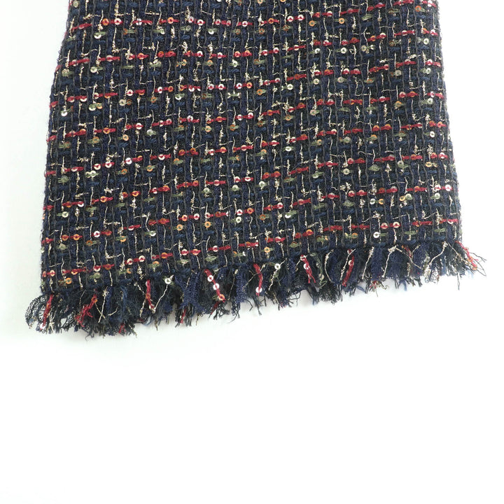 極美品★CHANEL シャネル 12A P44038 石付きボタン スパンコール ツイード ノーカラージャケット マルチ 34 ハンガー付き 仏製 正規品