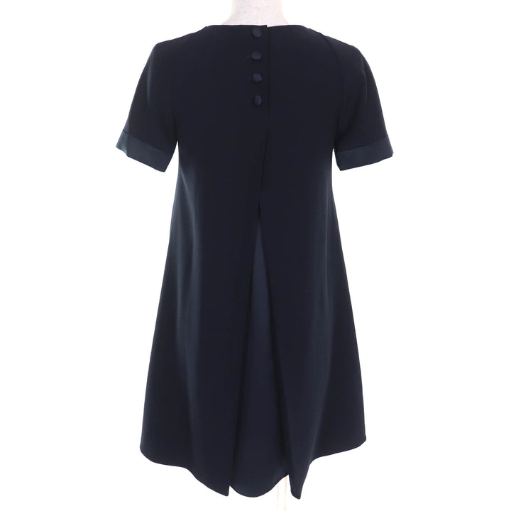 美品△EMPORIO ARMANI エンポリオ アルマーニ 2023年製 E3NA1H 2NWAZ バックスリット 半袖 ワンピース ネイビー 36 ハンガー付き 正規品