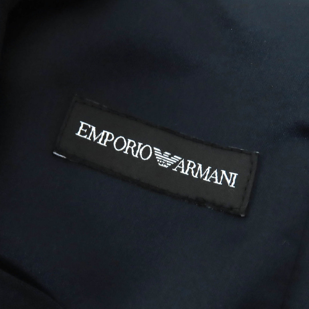 美品△EMPORIO ARMANI エンポリオ アルマーニ 2023年製 E3NA1H 2NWAZ バックスリット 半袖 ワンピース ネイビー 36 ハンガー付き 正規品
