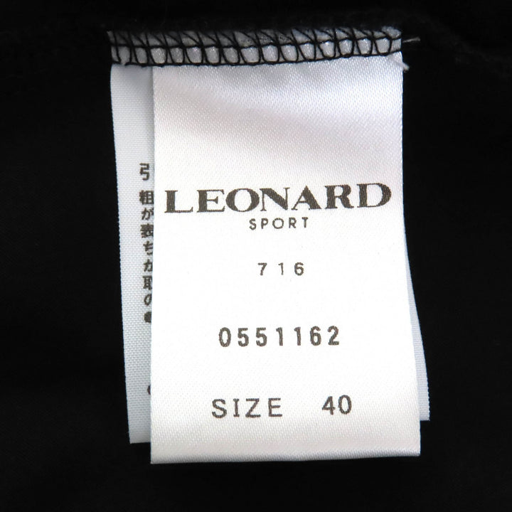 極美品△LEONARD SPORT レオナールスポーツ コットン ロゴスナップボタン 袖ロールアップ 長袖シャツ ブラック 40 日本製 正規品